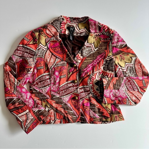 W Work to Weekend Blazer Boho Patchwork Print Statement Fall Jacket, Size: 10 - Picture 8 of 11
